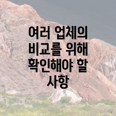 여러 업체의 비교를 위해 확인해야 할 사항