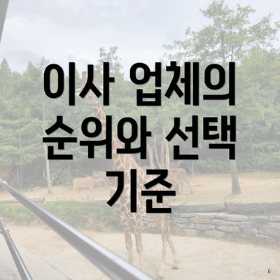 이사 업체의 순위와 선택 기준