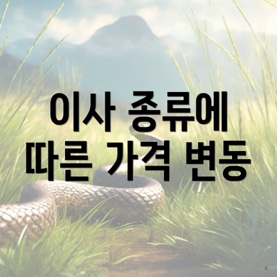 이사 종류에 따른 가격 변동