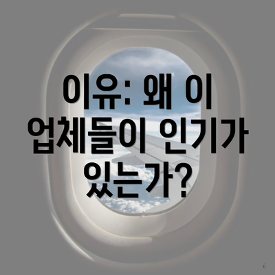 이유: 왜 이 업체들이 인기가 있는가?