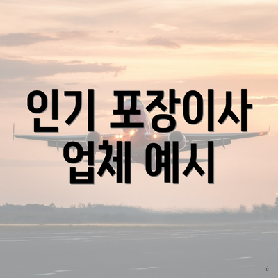 인기 포장이사 업체 예시