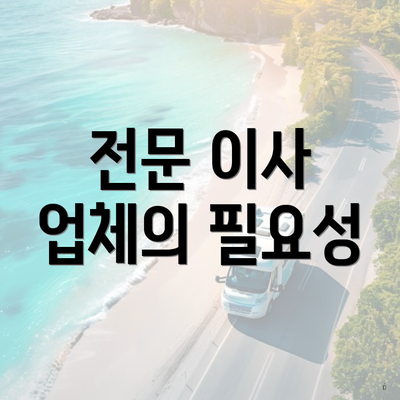 전문 이사 업체의 필요성