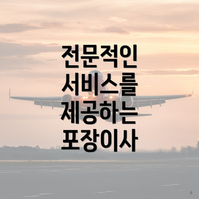 전문적인 서비스를 제공하는 포장이사