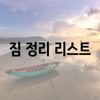 짐 정리 리스트