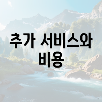 추가 서비스와 비용