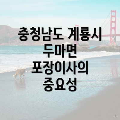 충청남도 계룡시 두마면 포장이사의 중요성