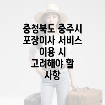 충청북도 충주시 포장이사 서비스 이용 시 고려해야 할 사항