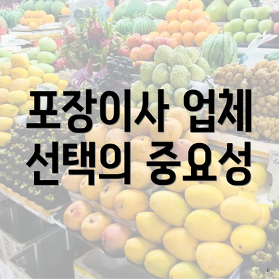 포장이사 업체 선택의 중요성