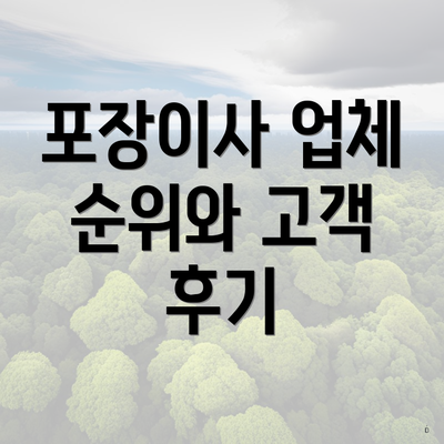 포장이사 업체 순위와 고객 후기