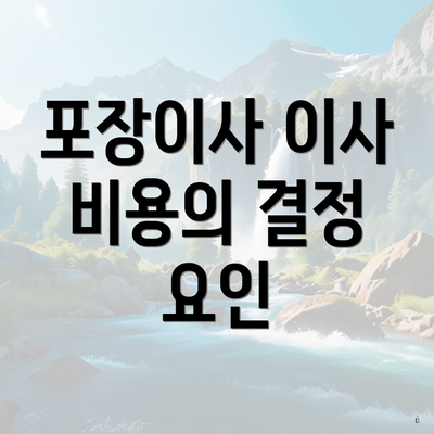 포장이사 이사 비용의 결정 요인