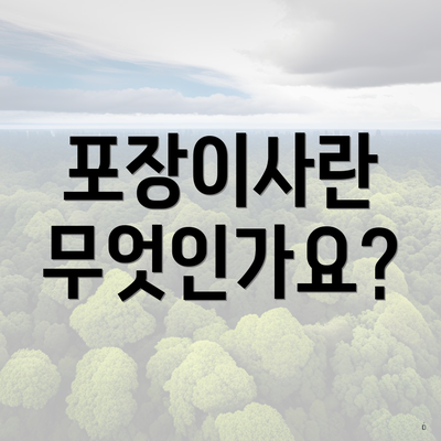 포장이사란 무엇인가요?