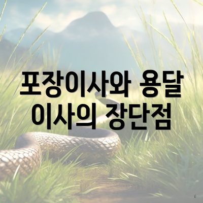 포장이사와 용달 이사의 장단점