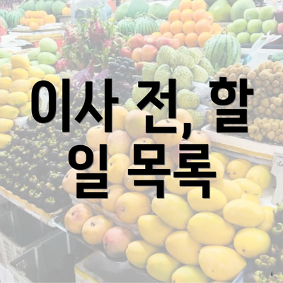 이사 전, 할 일 목록